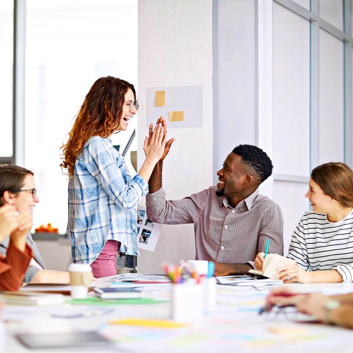 Happy Office team, celebration.