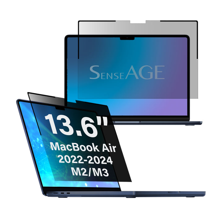 Magnetic Privacy Screen Protector attached to MacBook Air 13.6-inch 2022 2023 2024 M2 M3 model.