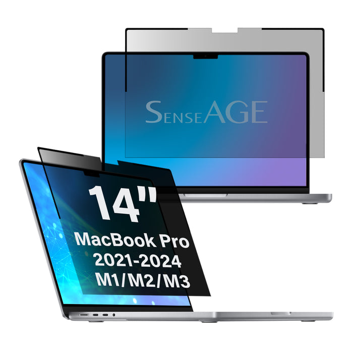 Magnetic Privacy Screen Protector attached to MacBook Pro 14-inch 2021 2022 2023 2024 M1 M2 M3 model.