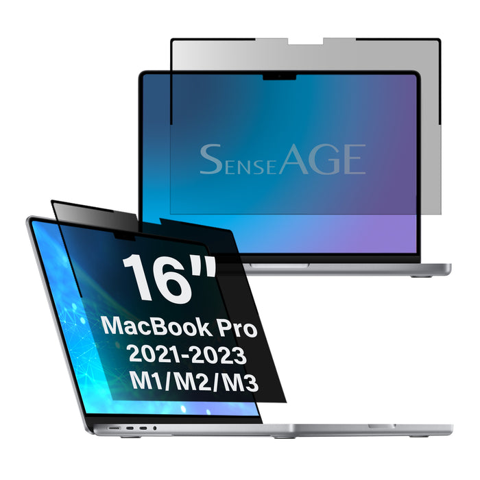 Magnetic Privacy Screen Protector attached to MacBook Pro 16-inch 2021 2022 2023 M1 M2 M3 model.