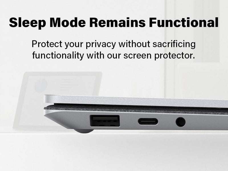 Diagram illustrating how the Magnetic Privacy Screen enhances privacy on Surface Laptop 13.5 inch.