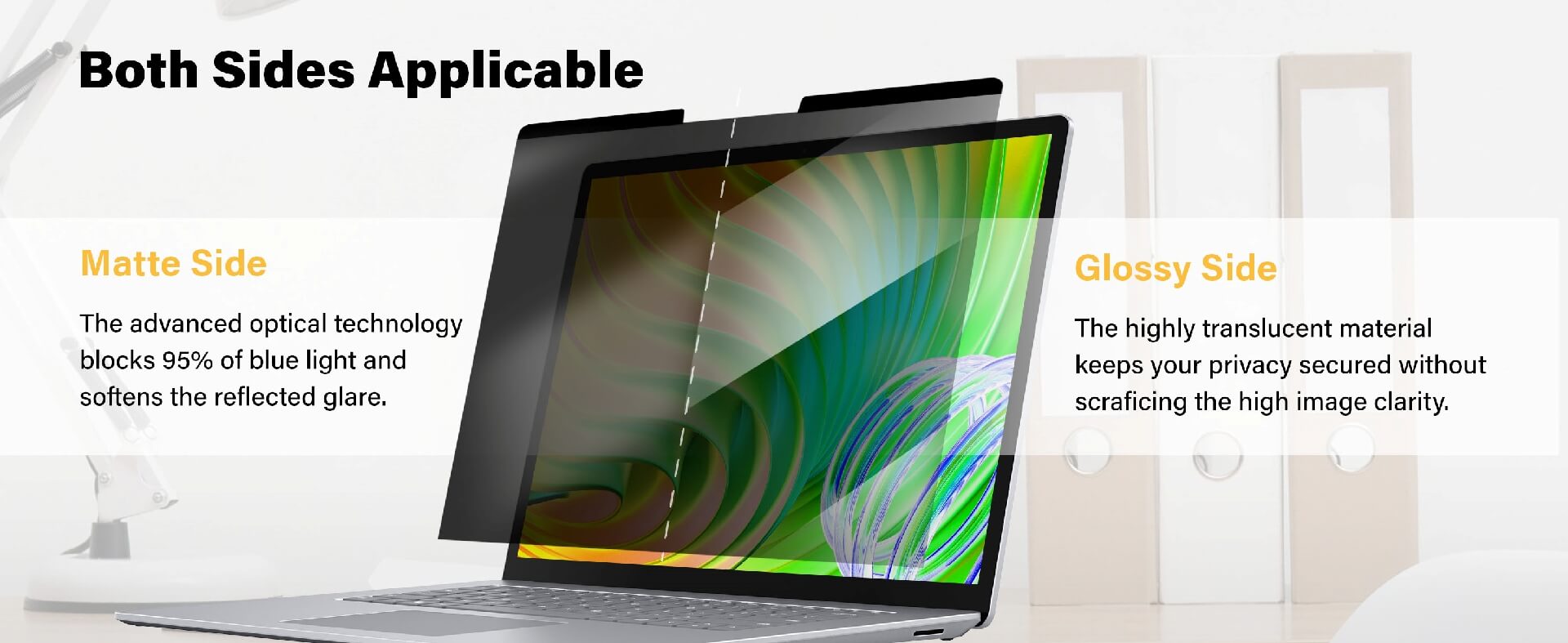 Side angle view of Microsoft Surface Laptop 13.5 inch showcasing the reduced visibility due to the privacy screen.