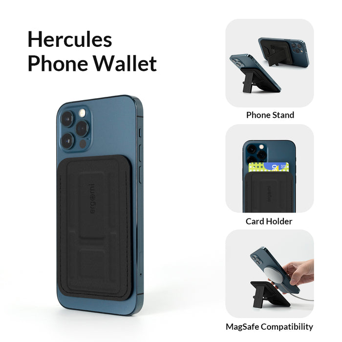 Magnetic Cell Phone Wallet, Slim Hercules Ergonomic Phone Dock, Cradle, Stand